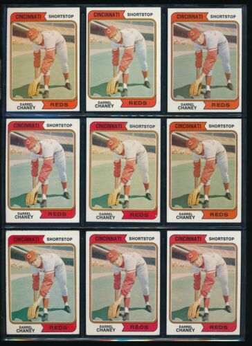 Lot (9) 1974 Topps #559 Darrel Chaney Cincinnati Reds Baseball SWSW6 (BI18) - Afbeelding 1 van 2