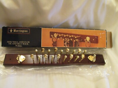 Vintage Barrington Belt Tie Rack 18 Pegs Golf Theme