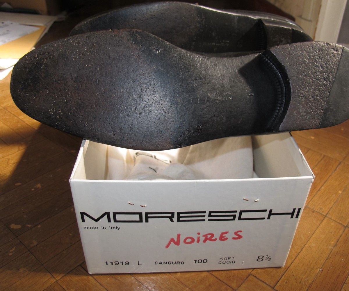 Mocassins à Glands MORESCHI Italie Taille 42 - Cuir Souple Noir, Occasion Très Bon état