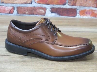 Men's Rockport Bike Toe Oxford Brown Leather Dress Shoe *CH5575 SIZES & WIDTHS