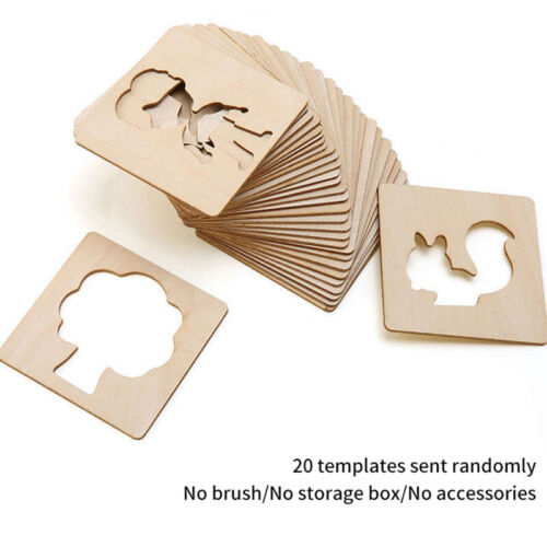 20pcs Kids Toys Drawing Toys Wooden DIY Painting Template Learning Educational - Afbeelding 1 van 12