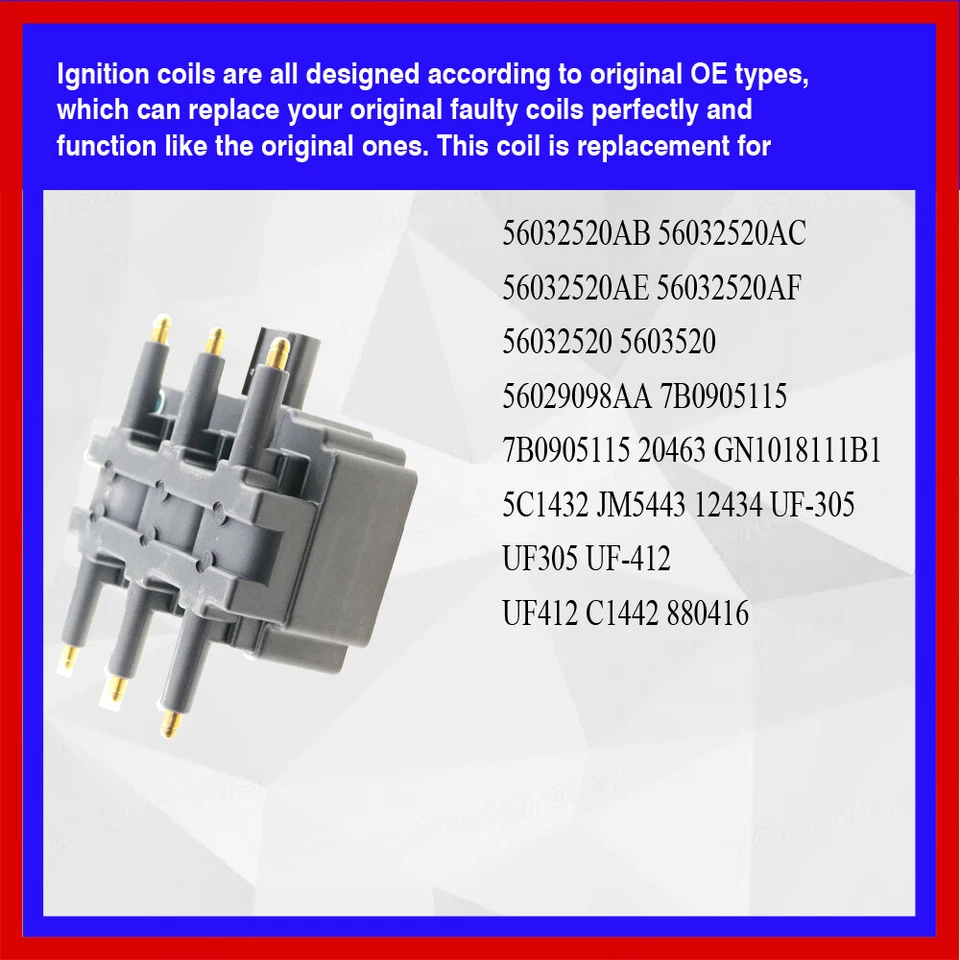 Bobina de encendido 1 pieza UDO694 para Dodge Caravan 2001 2002 2003 2004 2005 3,3 L V6 Foto 4 de 4