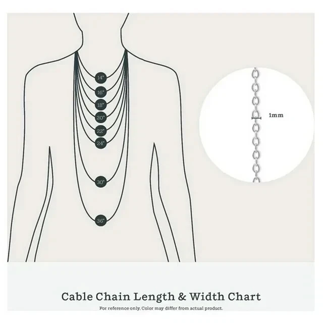 Collar de cadena cable de oro blanco de 18k italiano de 1,3 mm, enchapado en 18 pulgadas de largo Foto 3 de 4