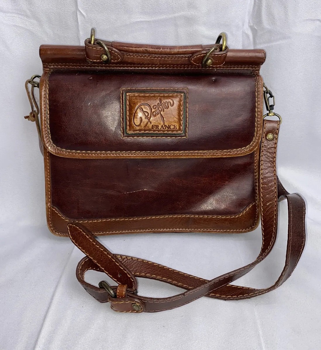 Dauphin Shoulder Bag Satchel Brown Leather Crossbody Handbag Purse