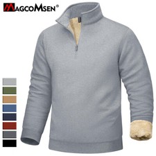 Mens Quarter Zip Sherpa Lined Sweatshirts Fleece Heavyweight Pullover Warm Shirt