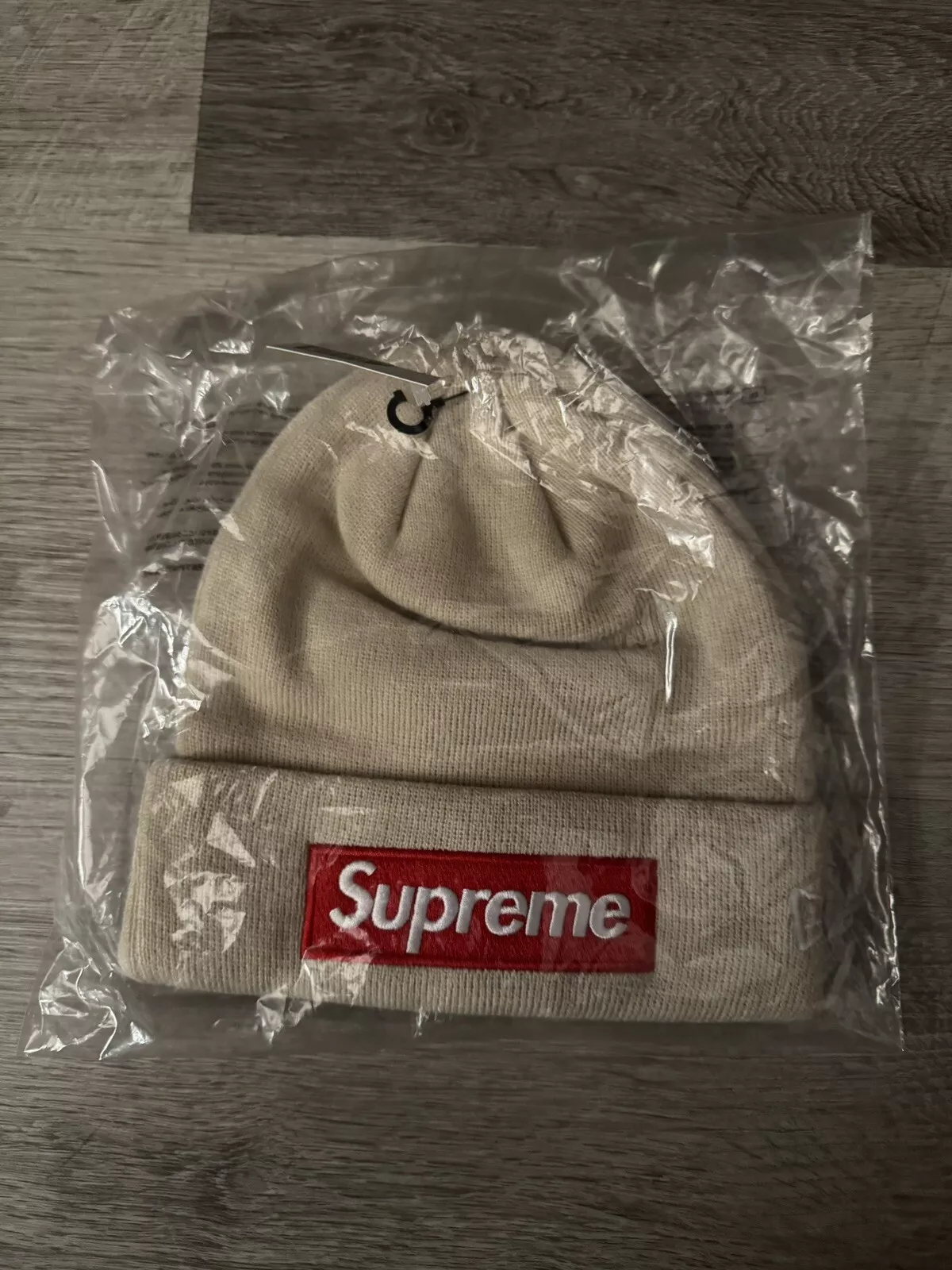 NEUF LOGO BOÎTE SUPRÊME BEANIE STONE 2024 AUTOMNE HIVER