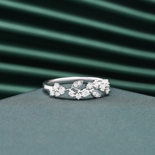 Anillo de compromiso de piedras preciosas de moissanita de plata de ley 925, banda de piedras preciosas para mujer - Imagen 2 de 4