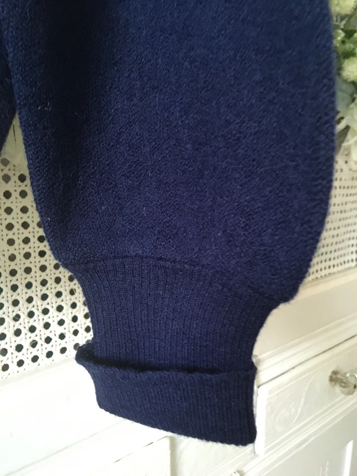 "Cárdigan suéter vintage AZUL OSCURO para hombre Robert Bruce cuello en V 6 botones L 44"""  Foto 3 de 4