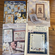 God Bless Moon Why God Made Nursery Rhymes Sunflower Cross Stitch Patterns Lot 4