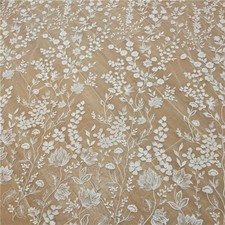 Flowers Plant Dancing Dress Lace Fabric Embroidery Wedding Gown Sequin Tulle 1