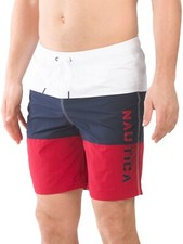 NWT NAUTICA MSRP 59.99 COLOR BLOCK BEACH SURF MEN'S RED BOARD SHORTS SIZE XL