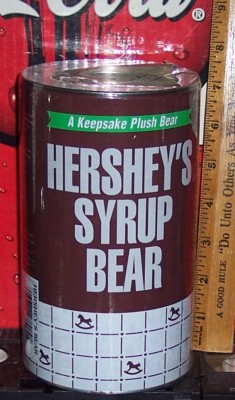 HERSHEY'S CHOCOLATE SYRUP BEAR IN TIN BANK NEW OLD STOCK