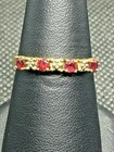 YELLOW GOLD DIAMOND PINK TOPAZ RING BAND SIZE 6.75