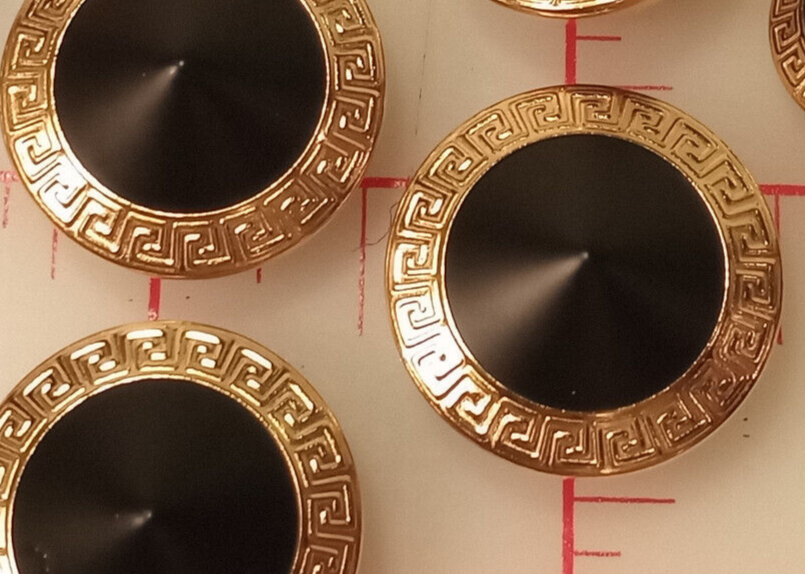 Shank Button Gold Rim 14 LARGE Fine Matte Black Metal Shank Buttons With Engraved Gold Rim 1 ...