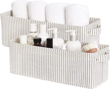 Narrow Storage Bins, Small Baskets for Organizing, Long Storage Basket with Hand