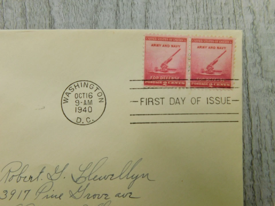 First Day Of Issue Army and Navy For Defense WA DC 1940 VTG Stamps Posted Cover - Image 2 of 3