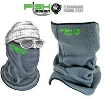 Fish Monkey Yeti Fleece Face Guard Mask Gator Fishing Neck Cover Scarf OSFM Gray