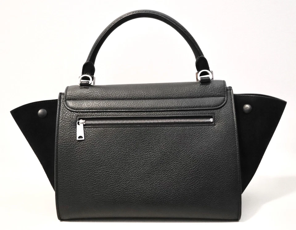 CELINE Small Trapeze Top Handle Tote & Shoulder Bag - Black | Leather & Suede - Image 2 of 4