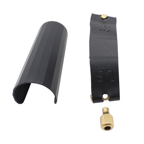 Leather Ligature Fastener & Plastic Cap for Tenor Sax Bakelite Mouthpiece K7I4 - Picture 9 of 12