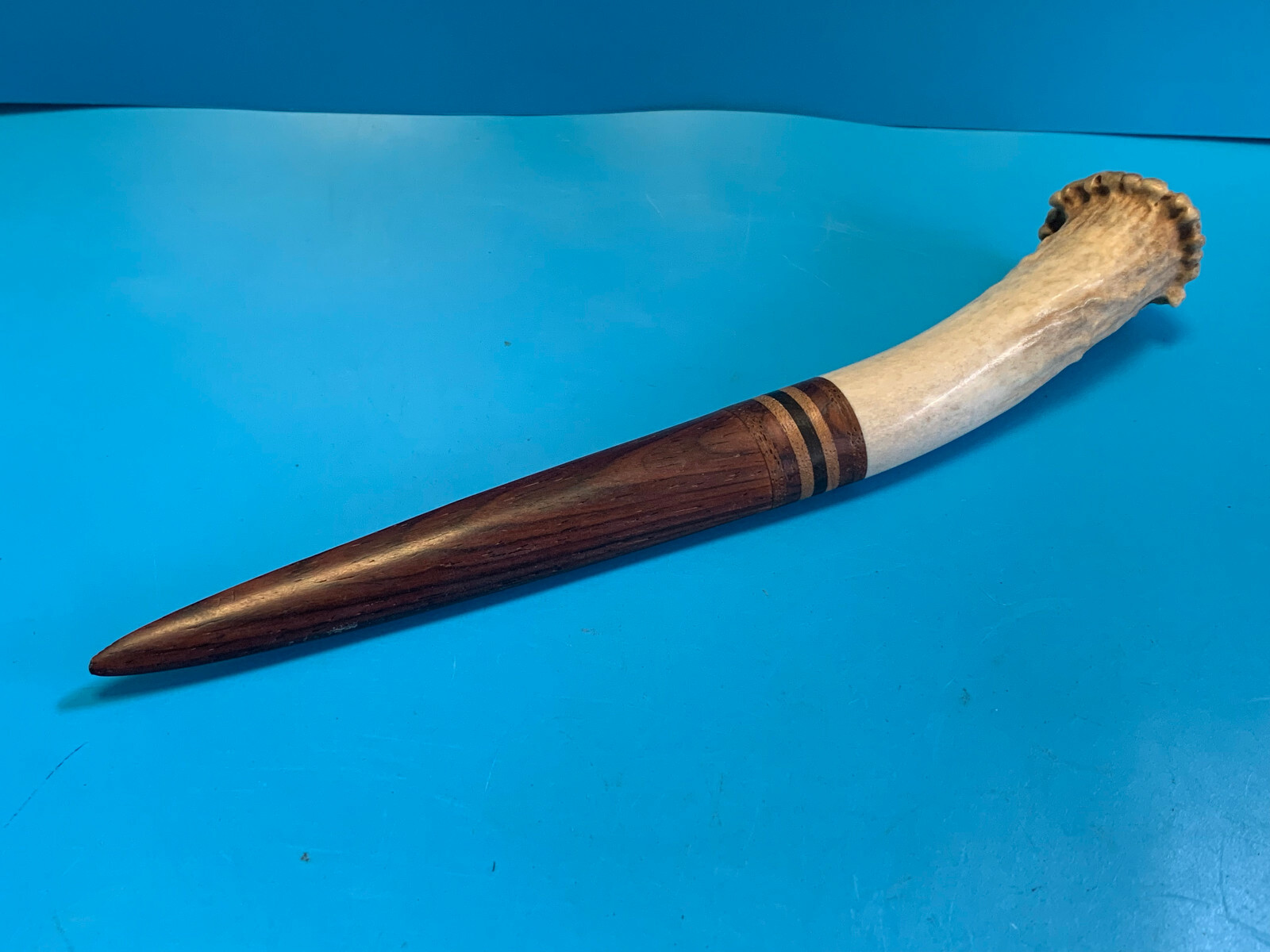 Old Vintage Collectible Unique Stacked Darkwood And Antler Letter