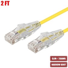 2FT CAT6 Ethernet LAN Network Patch Cable RJ45 UTP Slim Cord 28AWG Copper Yellow