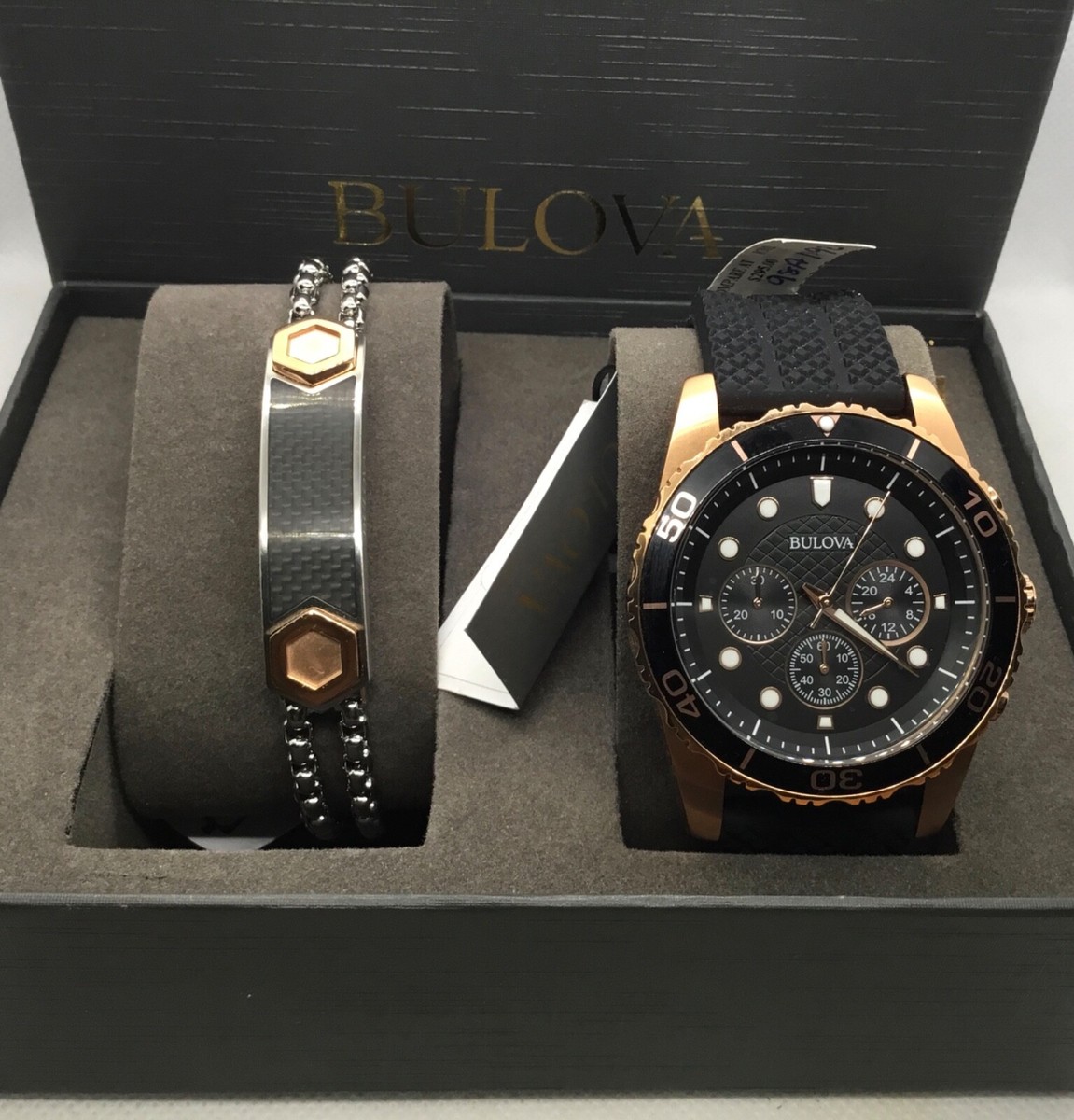 Bulova Men's 98A192 Rose Gold 44mm Chronograph Rubber Strap