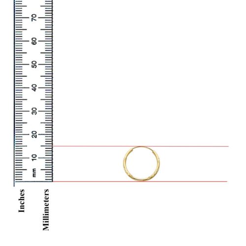14K Yellow Gold 1.5mm Diamond Cut Hoop Earrings for girls - Picture 3 of 4