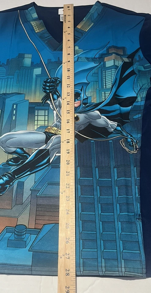 Batman Cherokee Scrubs Tooniforms DC Mens V Neck Top Size Small - Image 4 of 4