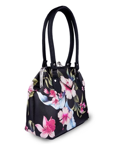 Liquor Brand Luau Hawaiian Rockabilly Chevron Floral Handbag Purse LB-ABKI-19002 - Picture 2 of 4