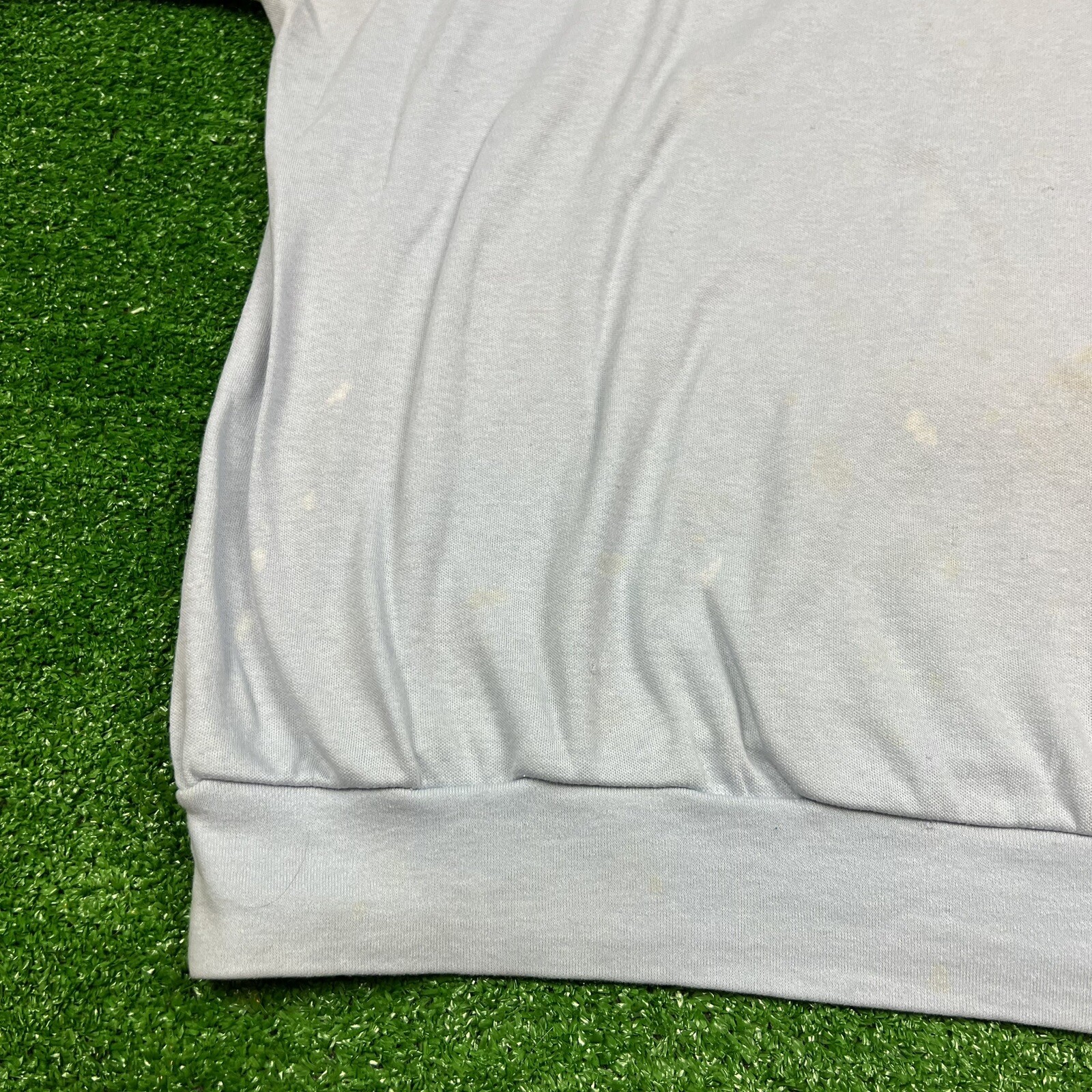 Vintage 70's Womens Club USA Embroidered Flower T-Shirt Blue Size XL Made in USA