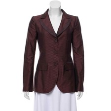 Vintage Philosophy Di Alberta Ferretti Maroon Jacquard Structured Blazer 42it