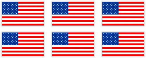 6 Mini USA Flag Hard Hat Helmet Stickers Vinyl Decals Small American Flags 1.75"