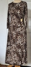 Leopard Print 3/4 Long SleeveMaxi Dress - Brown