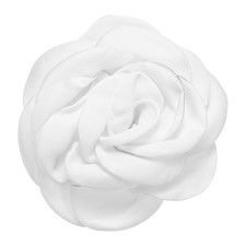 Rose Flower Brooch, 3.1 Inch Handmade Satin Fabric Lapel Pins, White