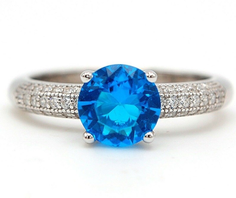 Heat Treated 3CT Blue Topaz 925 Sterling Silver Ring Jewelry Sz 6 N2-1