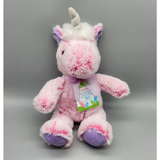Dan Dee Pink Frosted Unicorn Plush 14" Purple Bow Soft Stuffed Animal Toy w/ Tag