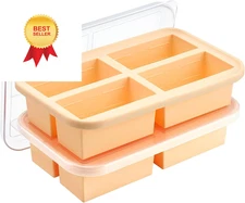 Super Ice Cube Tray 1 Cup X 4 Portions Big Silicone Large, double cream 