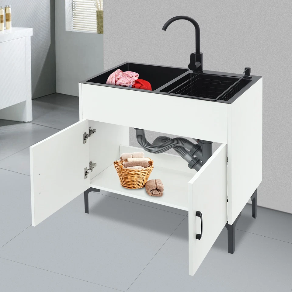 Fregadero de lavandería utilitario con gabinete y grifo para cocina/baño/restaurante/hotel Foto 3 de 4