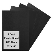 4 Pack Black ABS Plastic Sheet 1/8 Inch Thick 12x16" Dual Textured Panels