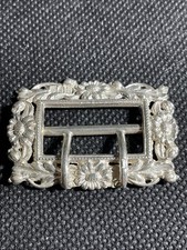 Antike Silber G&uuml;rtelschnalle, Welle+L&ouml;wenpunze,Floral, 13.5g, L-4.2cm, B-2.7cm