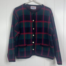 Vintage Tally-Ho Plaid Button Front Cardigan SZ XL