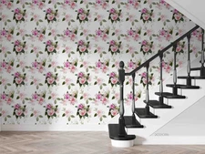 3D Floral Leaves Pattern Self-adhesive Removeable Wallpaper Wall Mural