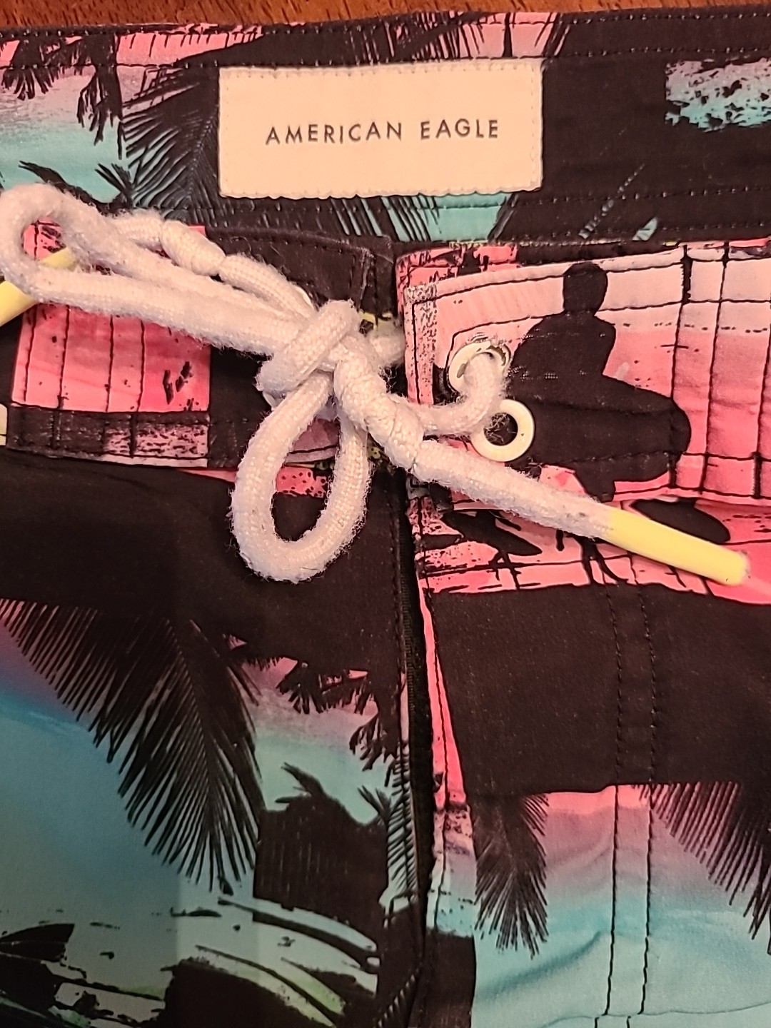 American Eagle Swim Board Shorts XSmall  Drawstring Beach Rare image 2