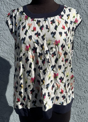 Escada Women's Floral Wool Silk Romantic Luxury Coquette Cottagecore Blouse Sz L