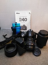 Nikon D40 DSLR 6.1 MP w/ 18-55mm  55-200 Lens Battery, Charger, Strap, CASE