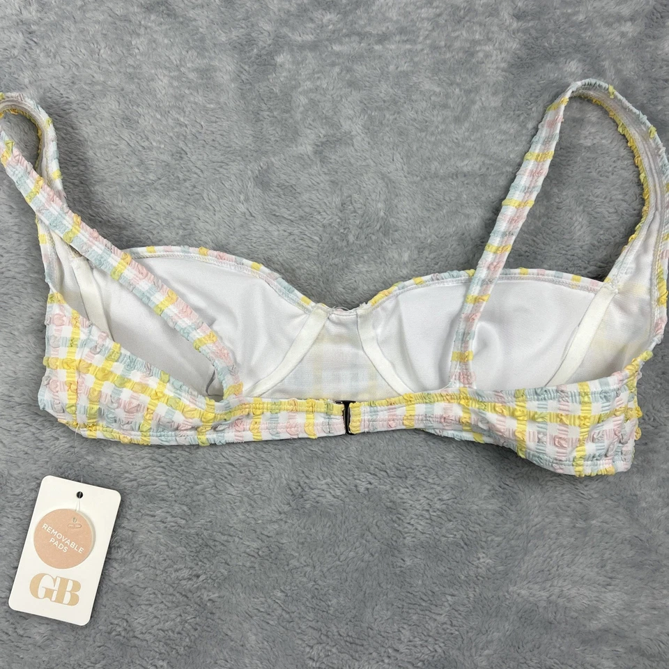 Bikini Top para mujer GB XL Pink Crush Seersucker Almohadillas mínimas extraíbles Foto 4 de 4