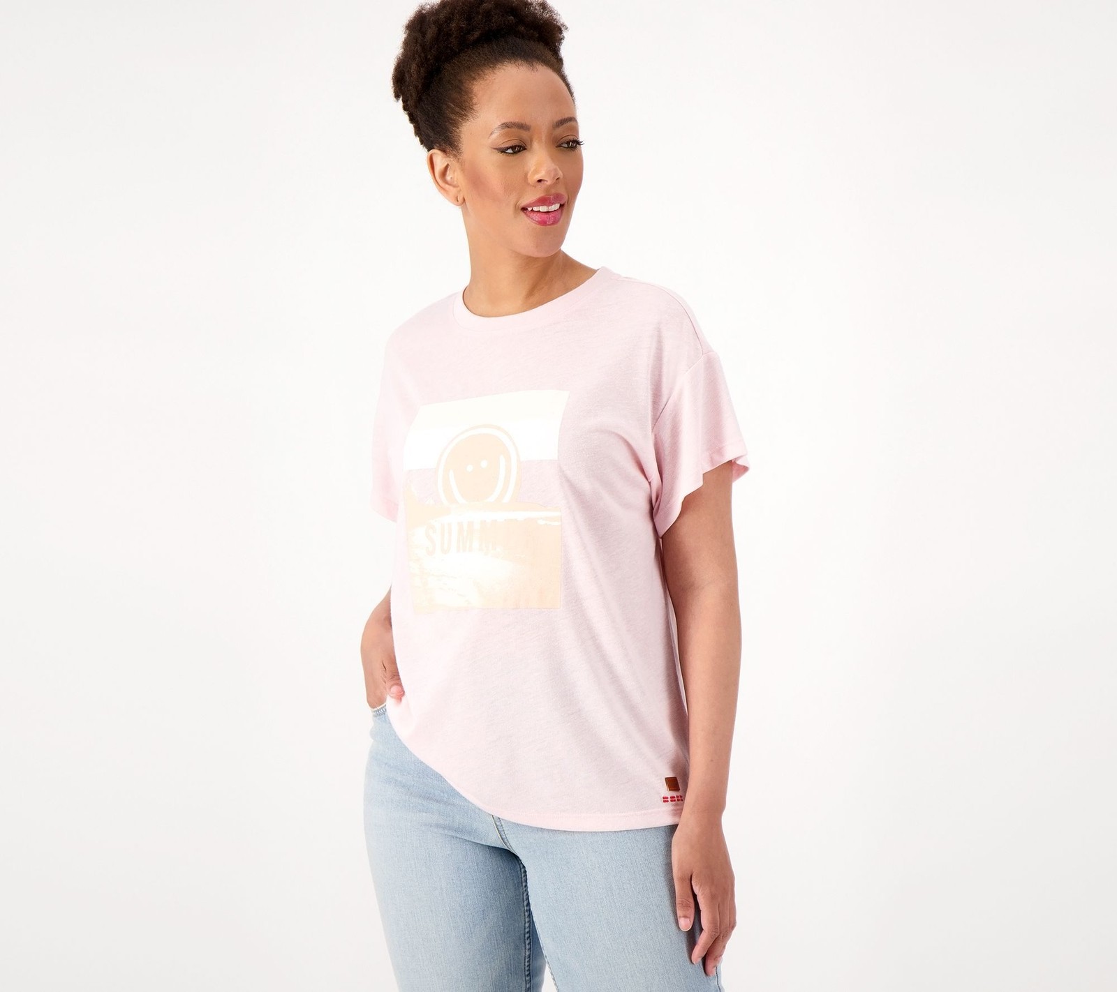 Peace Love World Women's Top Sz XS Miami Vibes Graphic Tee White A596120