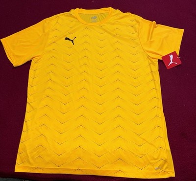PUMA teamLIGA Men's XL Yellow Jersey T-Shirt Moisture Wicking Lightweight