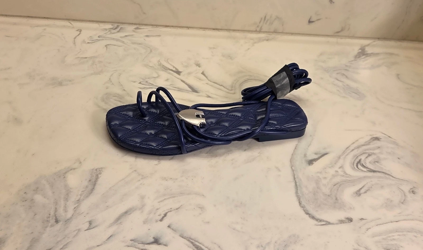 Burberry — New! Burberry 'Ivy Shield' Sandals Blue Leather Womens 6 US 36 Eur. MSRP $990