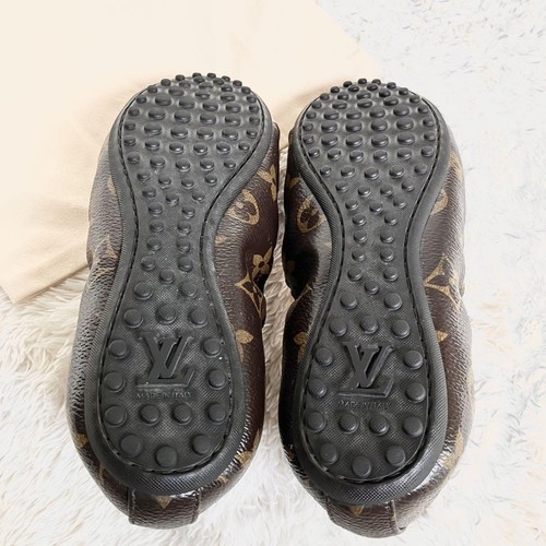 LOUIS VUITTON Monogram Design Flat Pumps Ballet Shoes Brown Size34/US4 NoBox - Picture 18 of 24